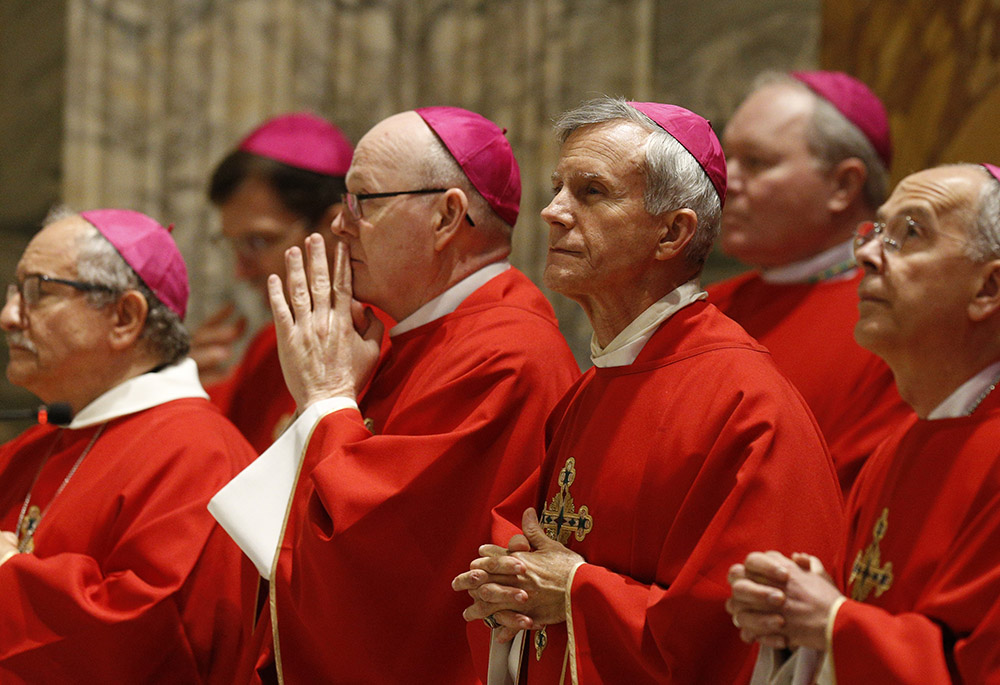 Bishop Joseph Strickland of Tyler, Texas, and other U.S. bishops from Arkansas, Oklahoma and Texas concelebrate Mass Jan. 21, 2020, at the Basilica of St. Paul Outside the Walls in Rome. (CNS/Paul Haring)