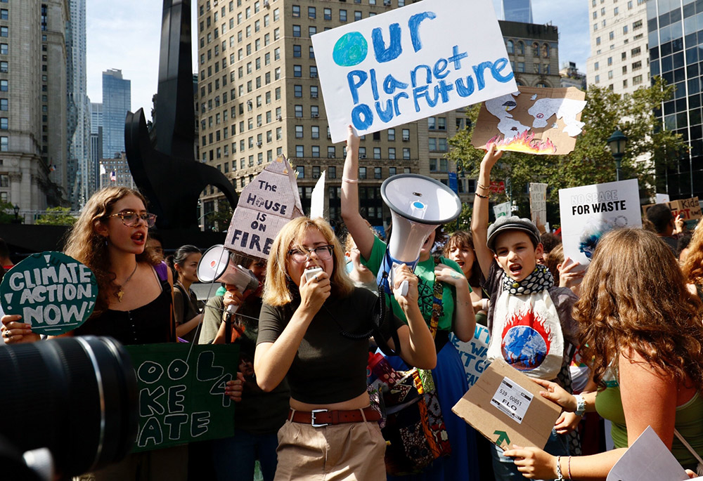 Young people gather for a climate change rally Sept. 20, 2019, in New York City. (CNS/Gregory A. Shemitz) Young people gather for a climate change rally Sept. 20, 2019, in New York City. (CNS/Gregory A. Shemitz)