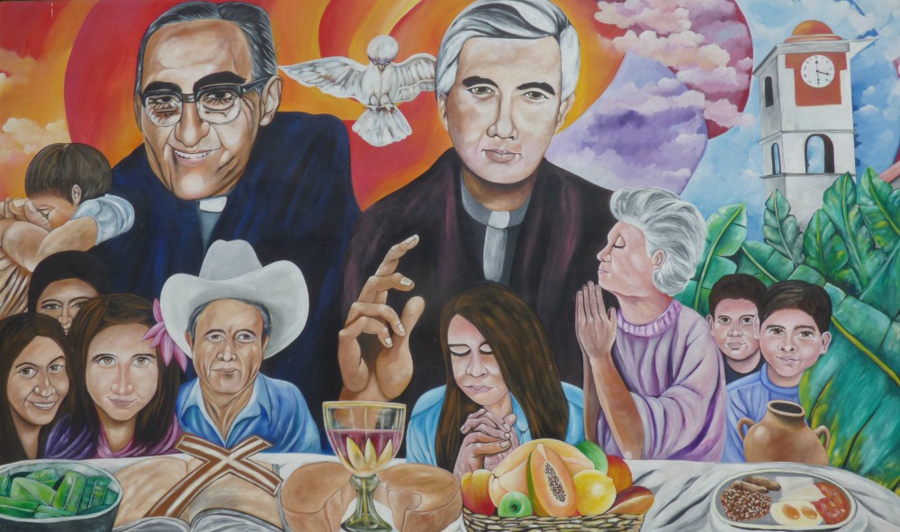 A painting of St. Óscar Romero and Jesuit Fr. Rutilio Grande is seen in the rectory of San Jose Church in Aguilares, El Salvador. (CNS/Octavio Duran) A painting of St. Óscar Romero and Jesuit Fr. Rutilio Grande is seen in the rectory of San Jose Church in Aguilares, El Salvador. (CNS/Octavio Duran)