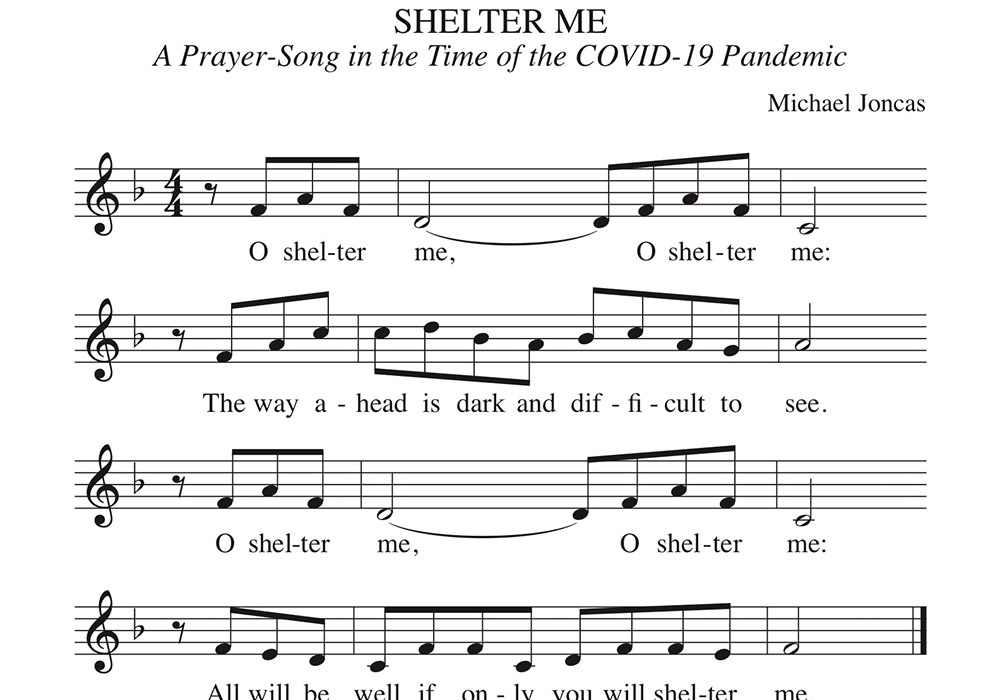 A piece of sheet music is pictured, for a hymn composed by Fr. Michael Joncas for the coronavirus pandemic. Joncas, a priest of the Archdiocese of St. Paul and Minneapolis, said his composition, "Shelter Me," is a paraphrase of the well-known Psalm 23. (C