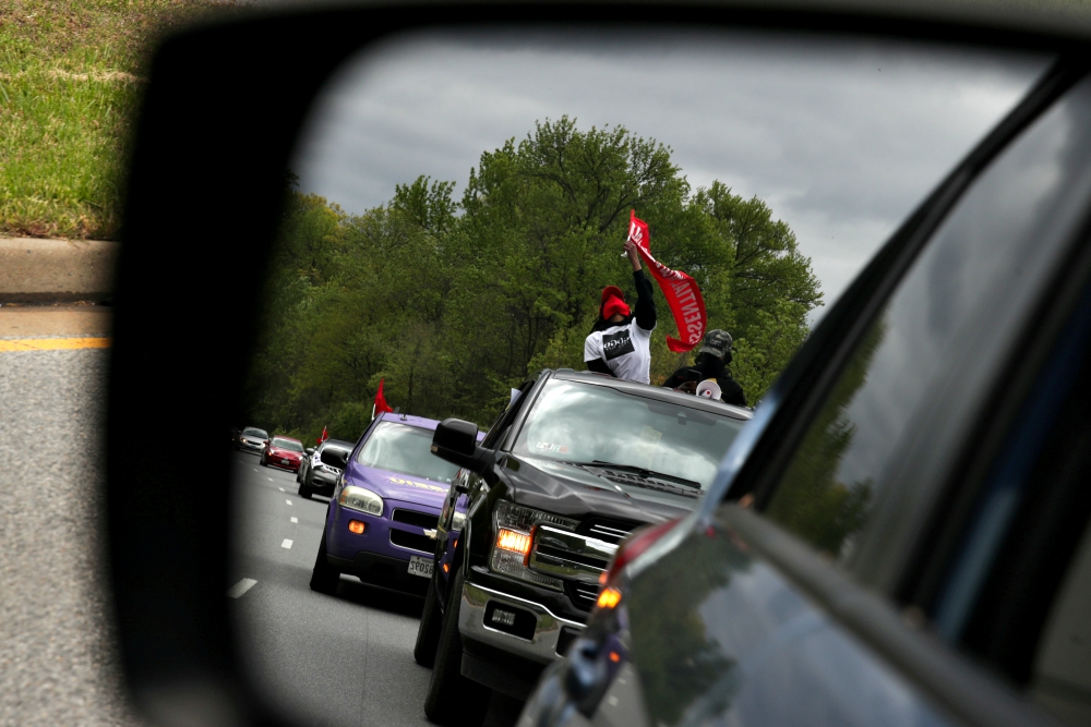 Black Lives Matter activists in Washington hold a rally April 27 during the coronavirus pandemic. (CNS/Reuters/Jonathan Ernst)