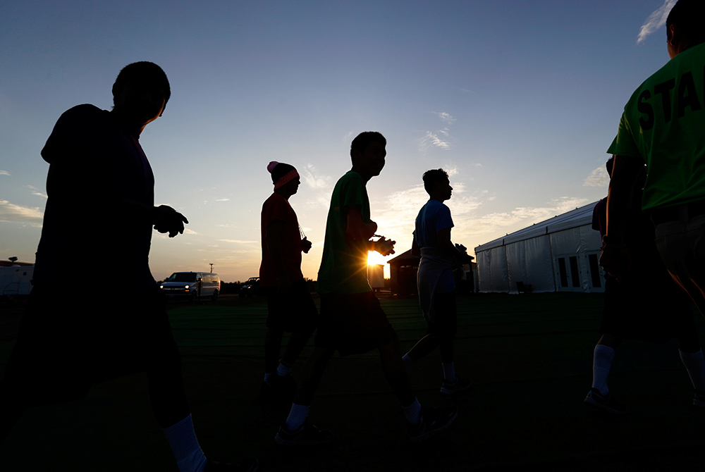 Immigrants are seen at a holding center for children July 9, 2019, in Carrizo Springs, Texas. (CNS/Eric Gay, pool via Reuters)