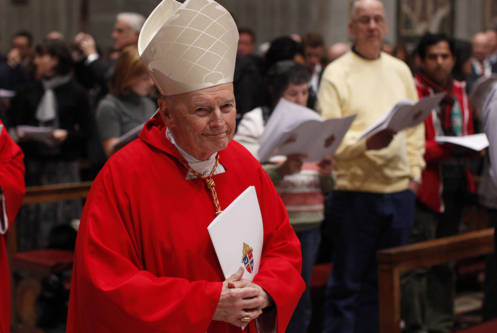 Then-Cardinal Theodore McCarrick, retired archbishop of Washington, arrives in procession for a Mass of thanksgiving for Cardinal Donald Wuerl of Washington in St. Peter's Basilica at the Vatican Nov. 22, 2010. (CNS/Paul Haring) Then-Cardinal Theodore McCarrick, retired archbishop of Washington, arrives in procession for a Mass of thanksgiving for Cardinal Donald Wuerl of Washington in St. Peter's Basilica at the Vatican Nov. 22, 2010. (CNS/Paul Haring)