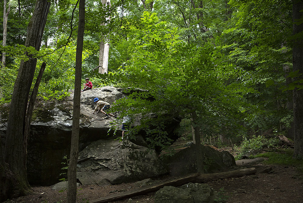 Children explore a trail at Cunningham Falls State Park June 17, 2020, in Thurmont, Maryland. (CNS/Tyler Orsburn)