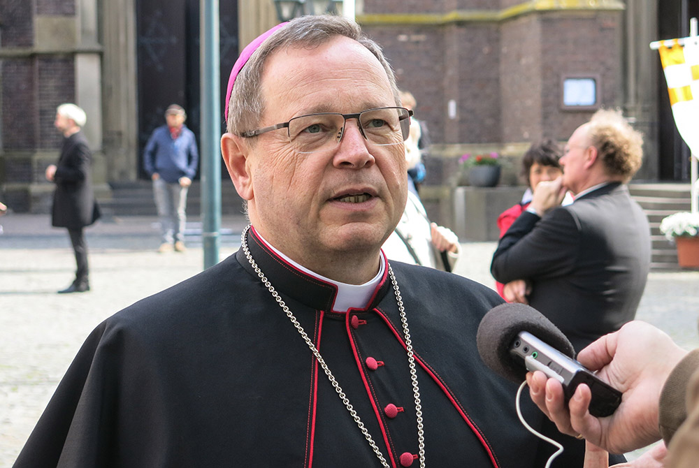 Bishop Georg Bätzing, president of the German bishops' conference, is pictured during an interview in early May 2020. (CNS/Gottfried Bohl, KNA)
