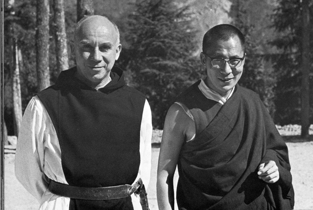 Trappist Father Thomas Merton is pictured with the Dalai Lama in 1968. (CNS/Thomas Merton Center at Bellarmine University)