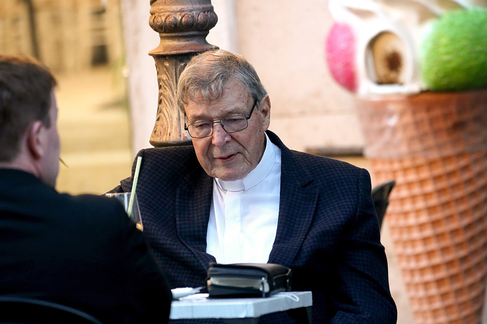 Australian Cardinal George Pell is seen at a cafe near the Vatican in Rome Oct. 4, 2020. (CNS/Franco Origlia)