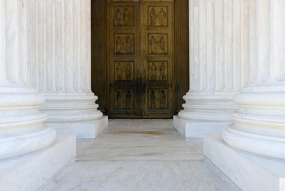 A general view of the main doors of the U.S. Supreme Court building in Washington is seen Nov. 4. (CNS/Jonathan Ernst, Reuters)