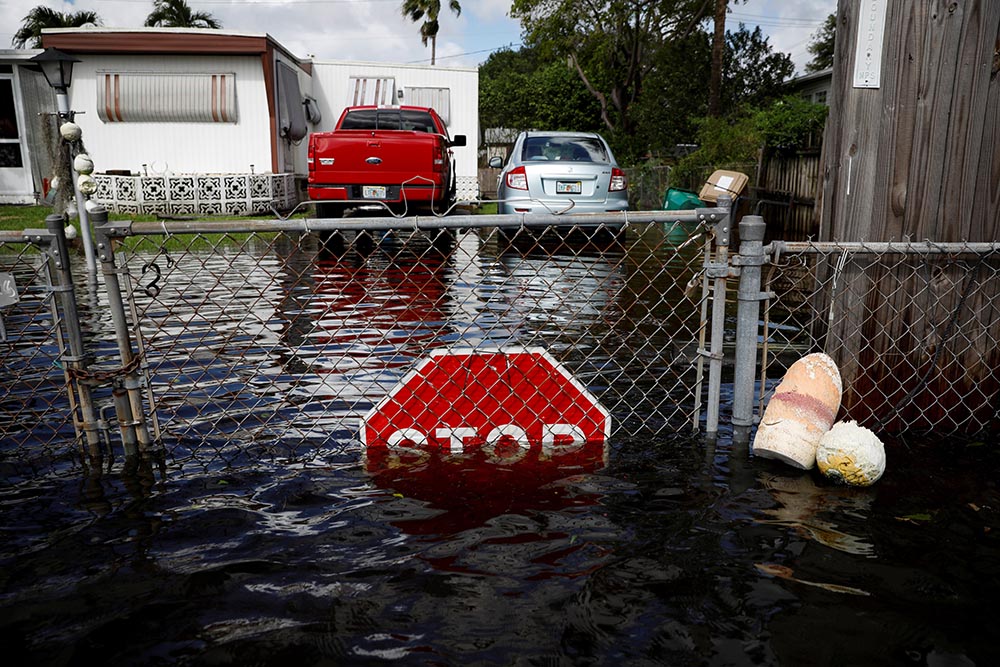 A flood caused by Tropical Storm Eta is seen in Davie, Florida, Nov. 9, 2020. (CNS/Reuters/Marco Bello)