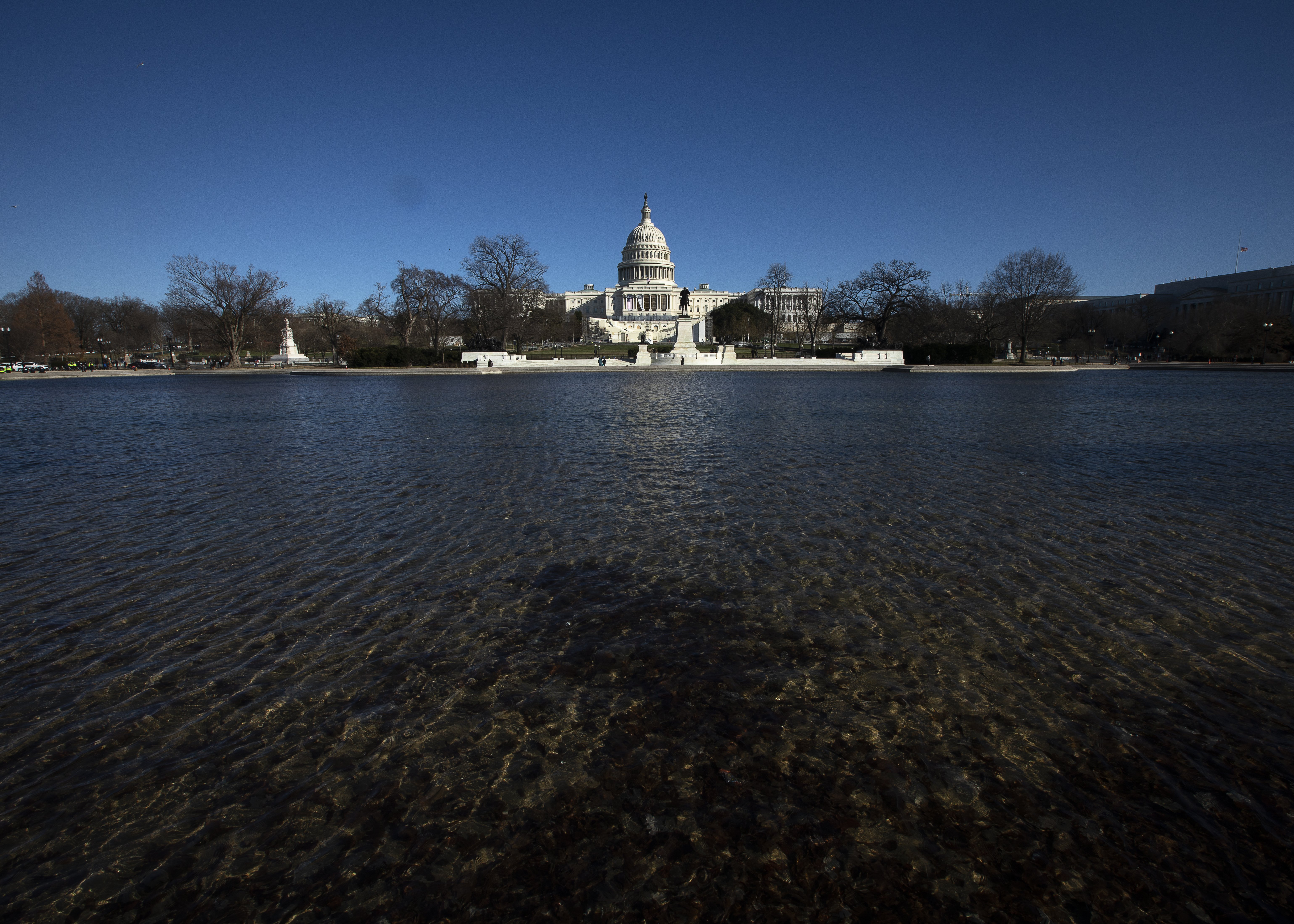A reflecting pool is seen near the U.S. Capitol Jan. 9 in Washington. (CNS/Tyler Orsburn)