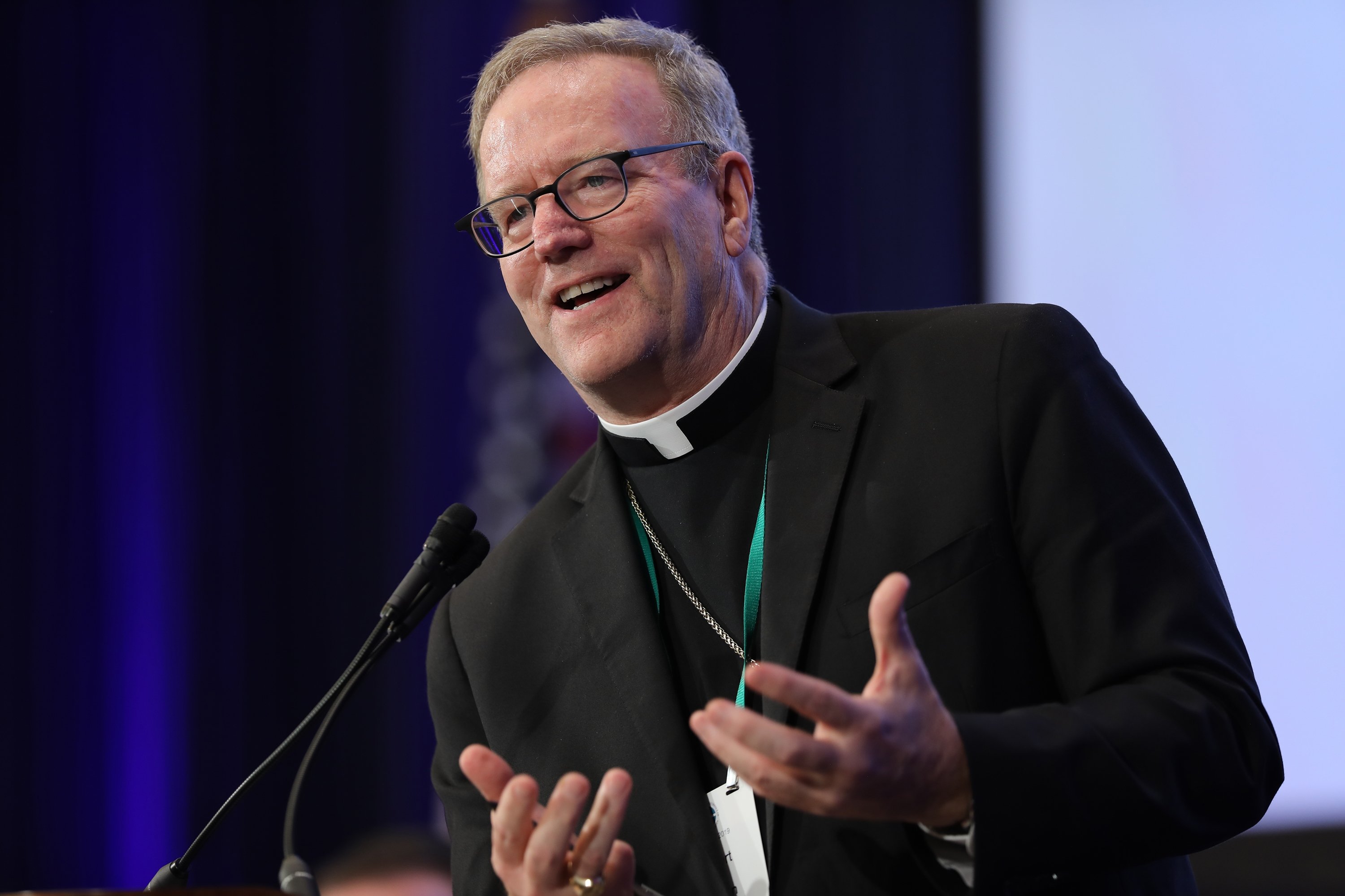 At the 2019 USCCB General Assembly, then Los Angeles Auxiliary Bishop Robert E. Barron suggested Jordan Peterson's message might bring religiously unaffiliated, or "nones," particularly young people, back to the Catholic Church. (CNS/Bob Roller)