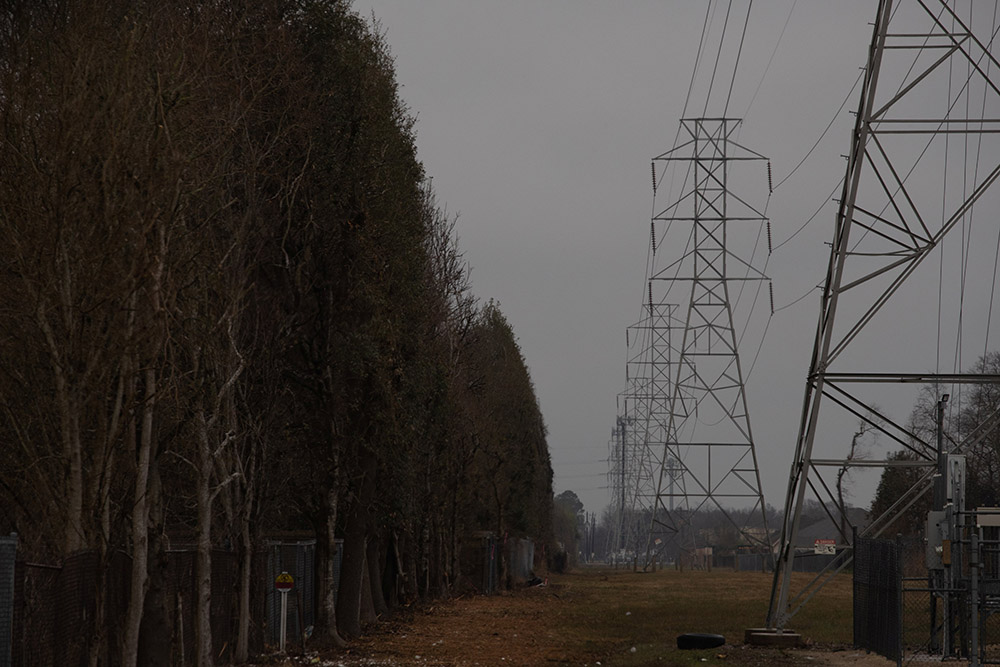 Power lines are seen during record-breaking low temperatures in Houston Feb. 17. (CNS/Reuters/Adrees Latif)