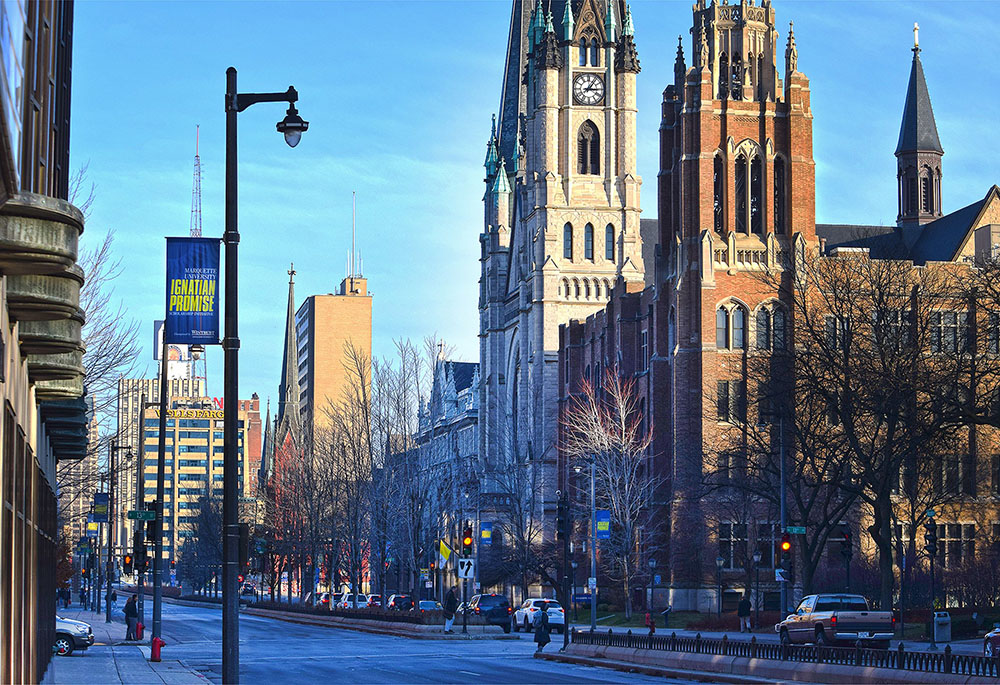 The Church of the Gesu can be seen on the Milwaukee campus of Marquette University in this winter 2020 photo. (CNS/Courtesy of Marquette University)