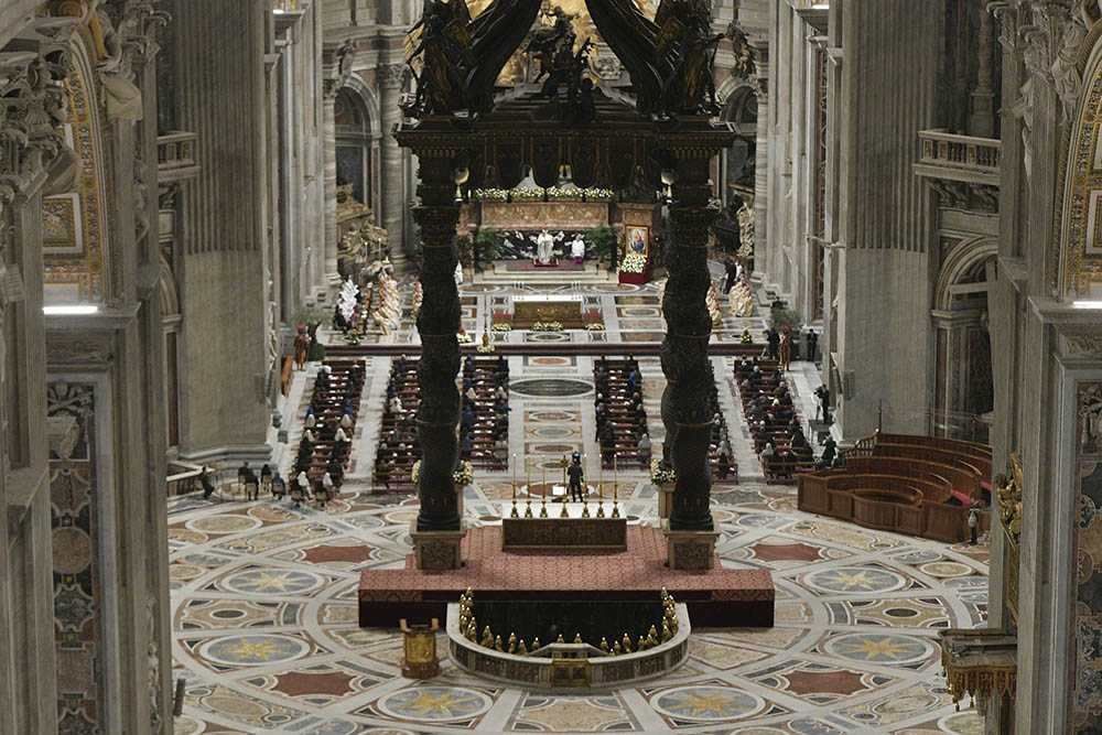 Pope Francis celebrates the Easter Vigil in St. Peter's Basilica at the Vatican April 3. (CNS/Vatican Media) Pope Francis celebrates the Easter Vigil in St. Peter's Basilica at the Vatican April 3. (CNS/Vatican Media)