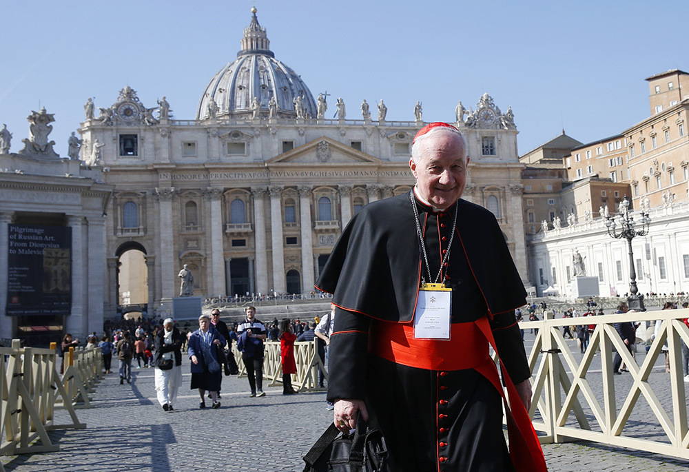 Cardinal Marc Ouellet walks through St. Peter's Square at the Vatican in this Feb. 21, 2019, file photo. (CNS/Paul Haring) Cardinal Marc Ouellet walks through St. Peter's Square at the Vatican in this Feb. 21, 2019, file photo. (CNS/Paul Haring)