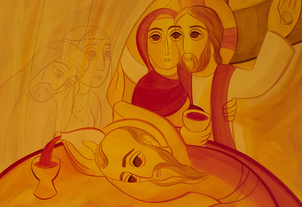 The official image for the 10th World Meeting of Families was released July 28, 2021. The image, created by Jesuit Fr. Marko Rupnik, depicts the Wedding at Cana. (CNS illustration/World Meeting of Families) The official image for the 10th World Meeting of Families was released July 28, 2021. The image, created by Jesuit Fr. Marko Rupnik, depicts the Wedding at Cana. (CNS/World Meeting of Families)