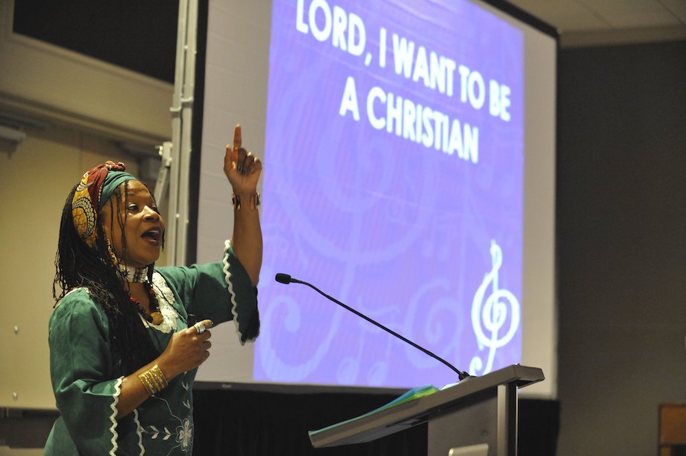 ValLimar Jansen, a catechetical speaker, singer and composer, offers a workshop on the gift of African American sacred music during the annual conference of the National Association of Pastoral Musicians in New Orleans July 27-30. (CNS/Clarion Herald)