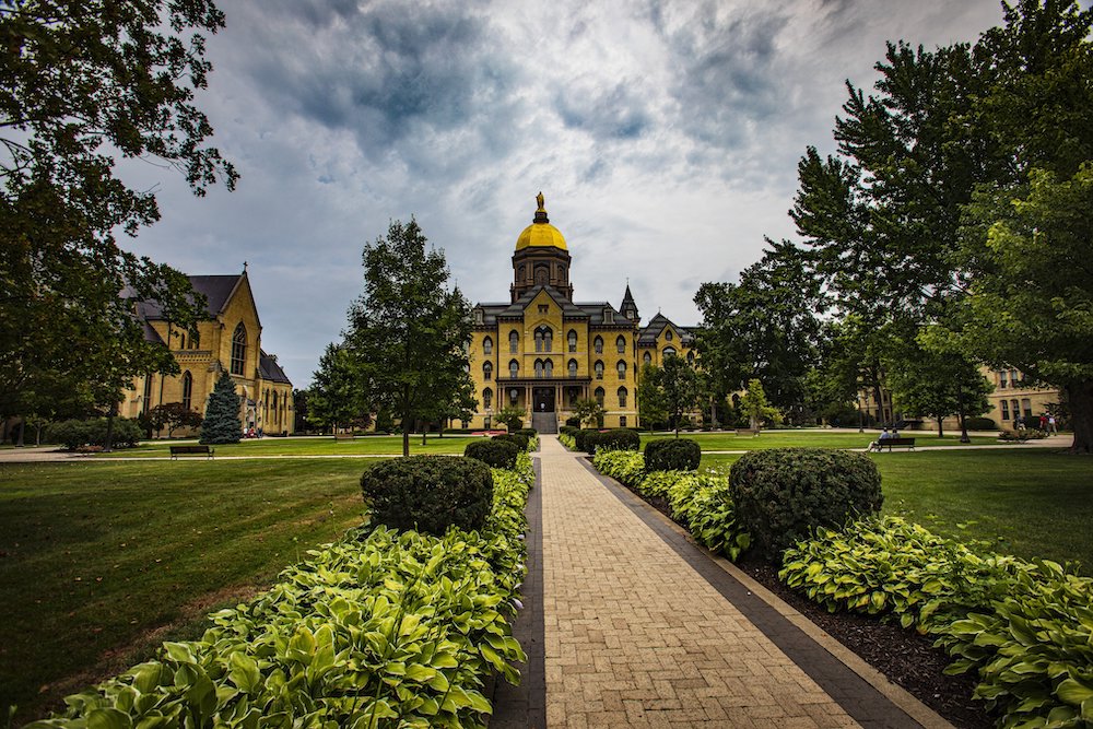 The Golden Dome with its statue of Mary is seen Aug. 6, atop the administration building of the University of Notre Dame in Notre Dame, Indiana. (CNS/Chaz Muth)