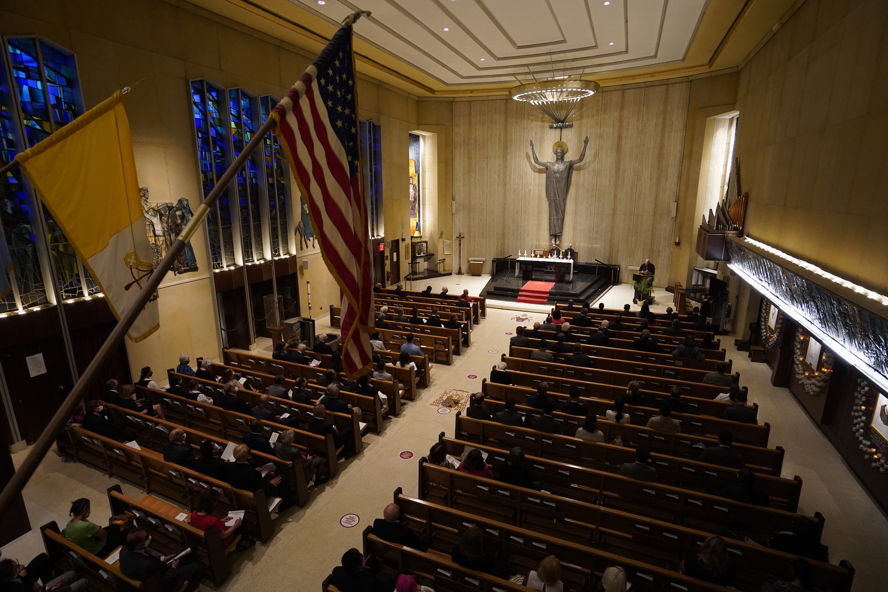 United Nations diplomats and other guests gather for a prayer service Sept. 13, 2021, at Holy Family Church in New York City. The service, hosted by the Vatican's permanent observer mission to the U.N., was held on the eve of the opening of the 76th sessi