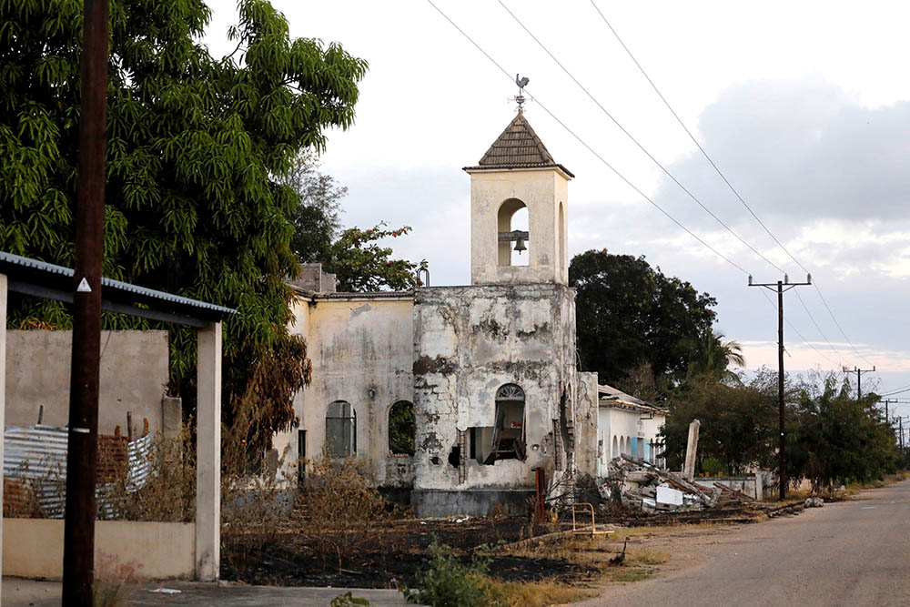 A church damaged by fighting is seen in Mocímboa da Praia, Mozambique, Sept. 22, 2021. (CNS/Reuters/Baz Ratner)