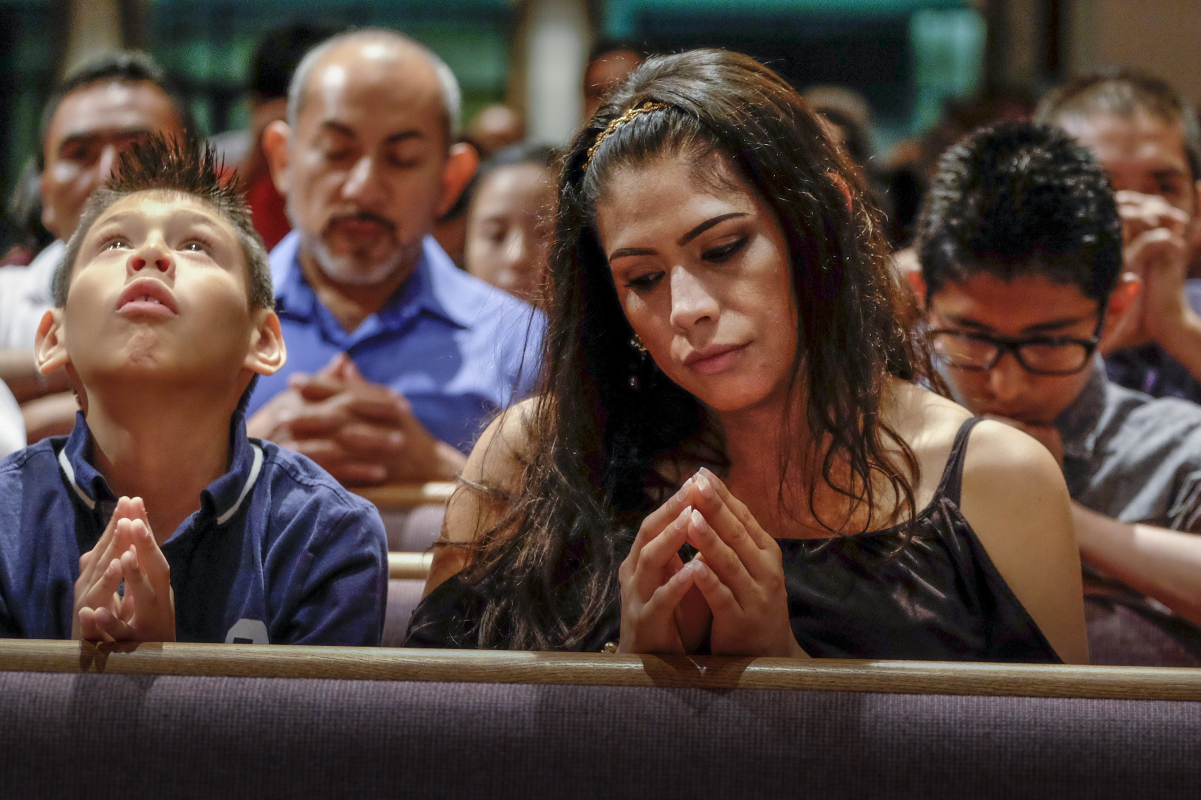 People in Nashville, Tenn., pray during the litany of saints at a Mass for the dedication of Sagrado Corazon Church in this 2016 file photo. (CNS photo/Rick Musacchio, Tennessee Register)