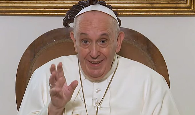 Pope Francis in a Nov. 3, 2021 a video message  (CNS screenshot/Vatican Media)