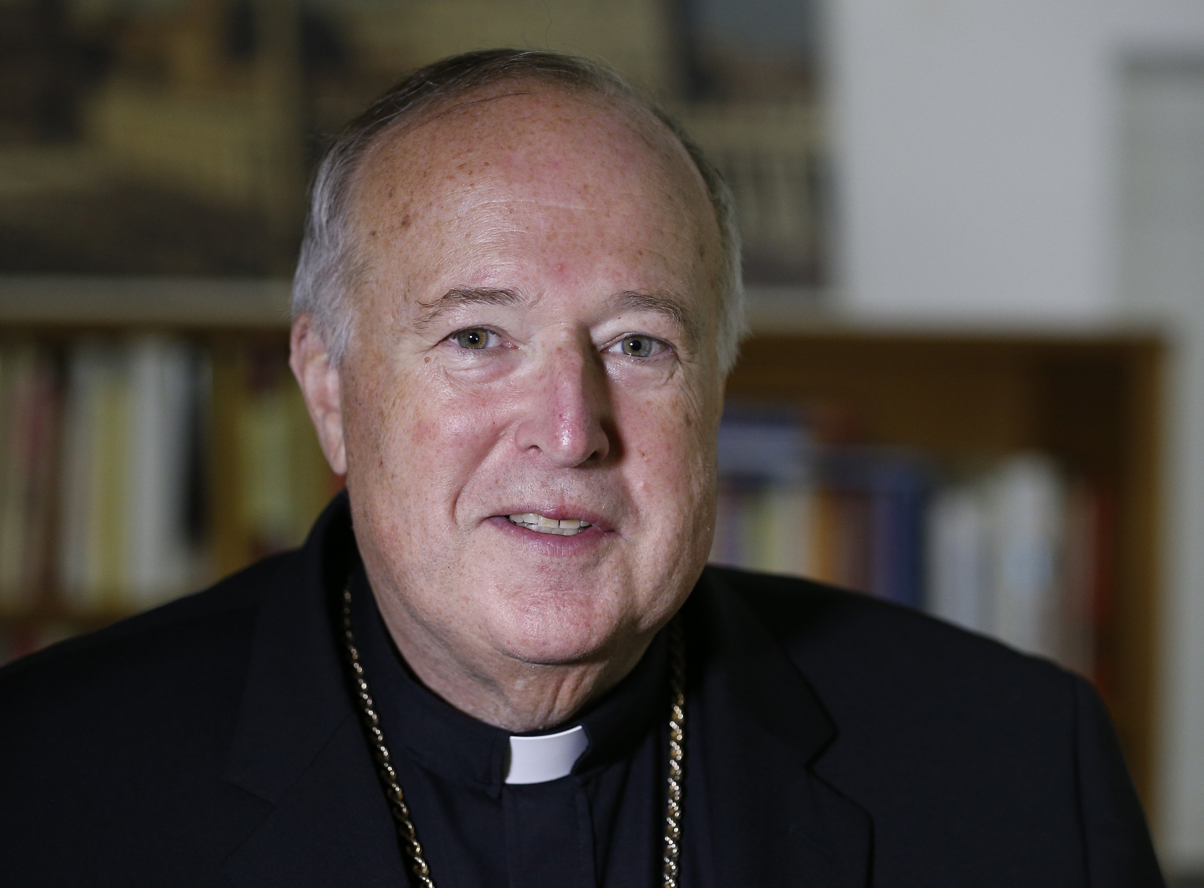 Bishop Robert W. McElroy of San Diego is pictured after an interview with Catholic News Service in Rome Oct. 27, 2019. (CNS photo/Paul Haring)