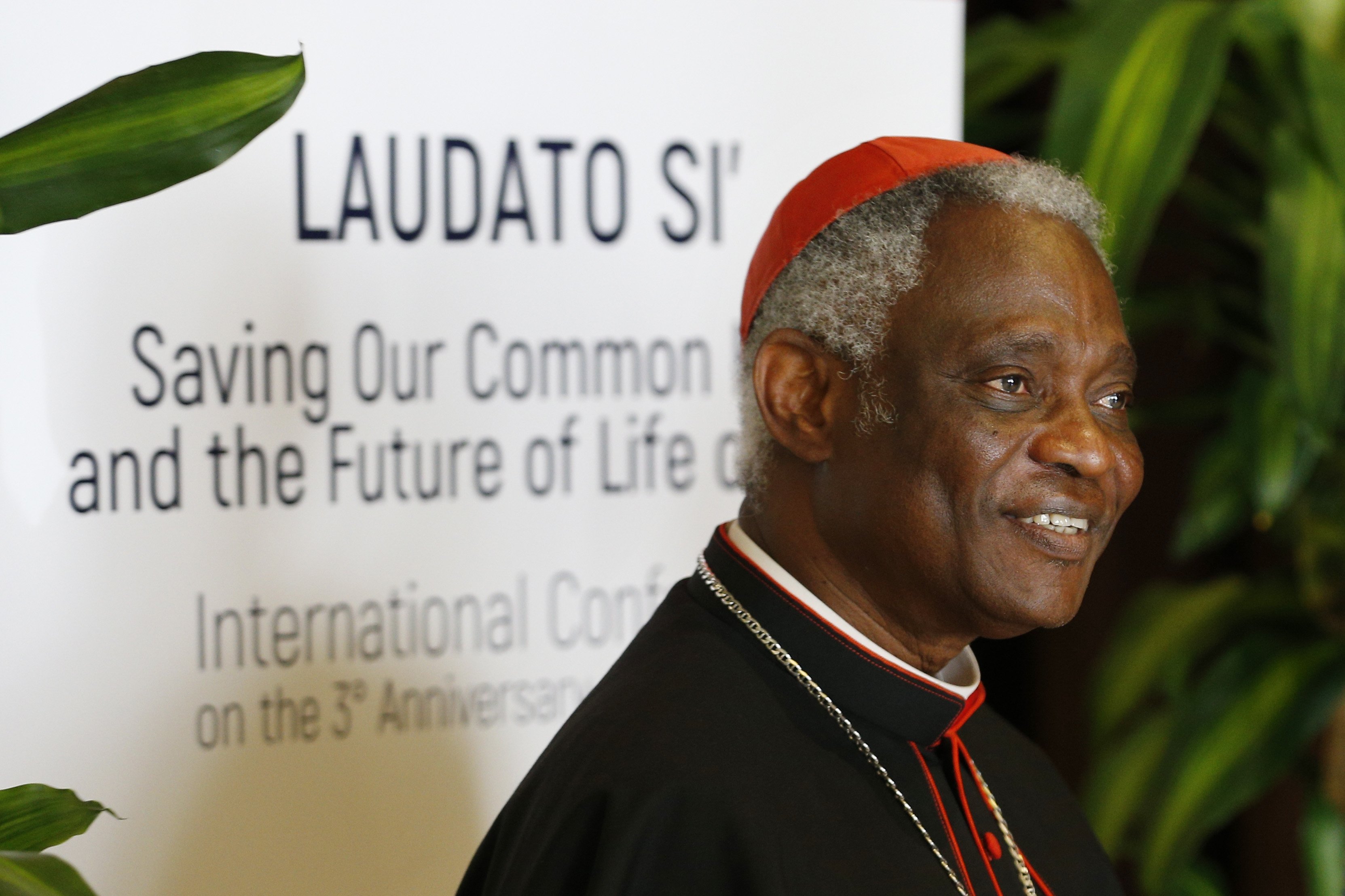 Cardinal Peter Turkson is pictured at a conference marking the third anniversary of Pope Francis' encyclical, "Laudato Si'," at the Vatican in this July 5, 2018, file photo. (CNS photo/Paul Haring)