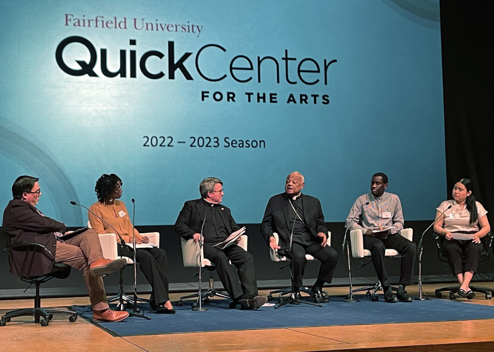 Washington Cardinal Wilton D. Gregory speaks during the "Faith Leaders for Racial Justice" lecture series at Fairfield University in Connecticut Oct. 13, 2022. 