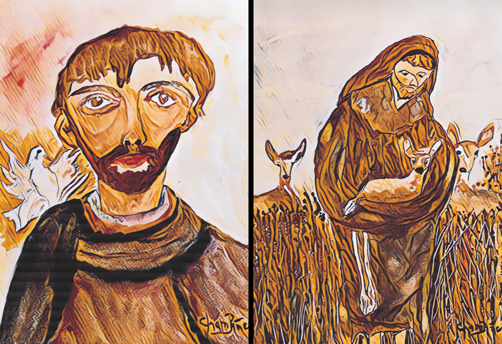 Illustrations by co-author Frank Champine, from the book Singing with Crickets: Meditations on Francis of Assisi and Nature (Frank Champine)