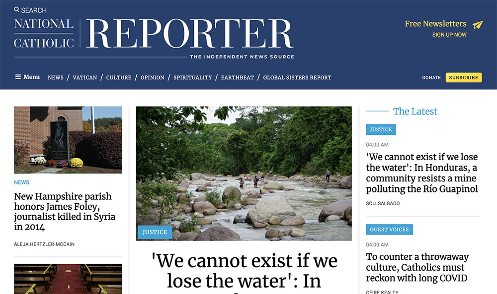 The National Catholic Reporter's new website, seen on Oct. 18 (NCR screenshot)