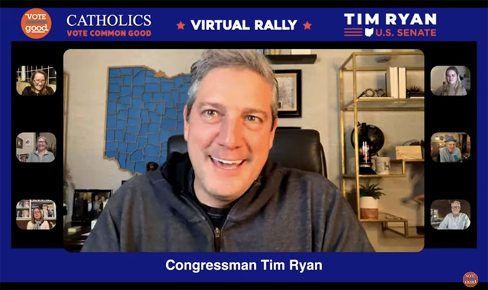 Rep. Tim Ryan, D-Ohio, speaks during an Oct. 2 virtual rally hosted by Catholics Vote Common Good. (NCR screenshot/YouTube/Vote Common Good)