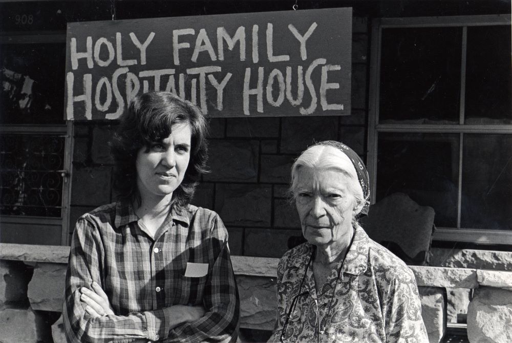 Dorothy Day and another woman at Holy Family Hospitality House