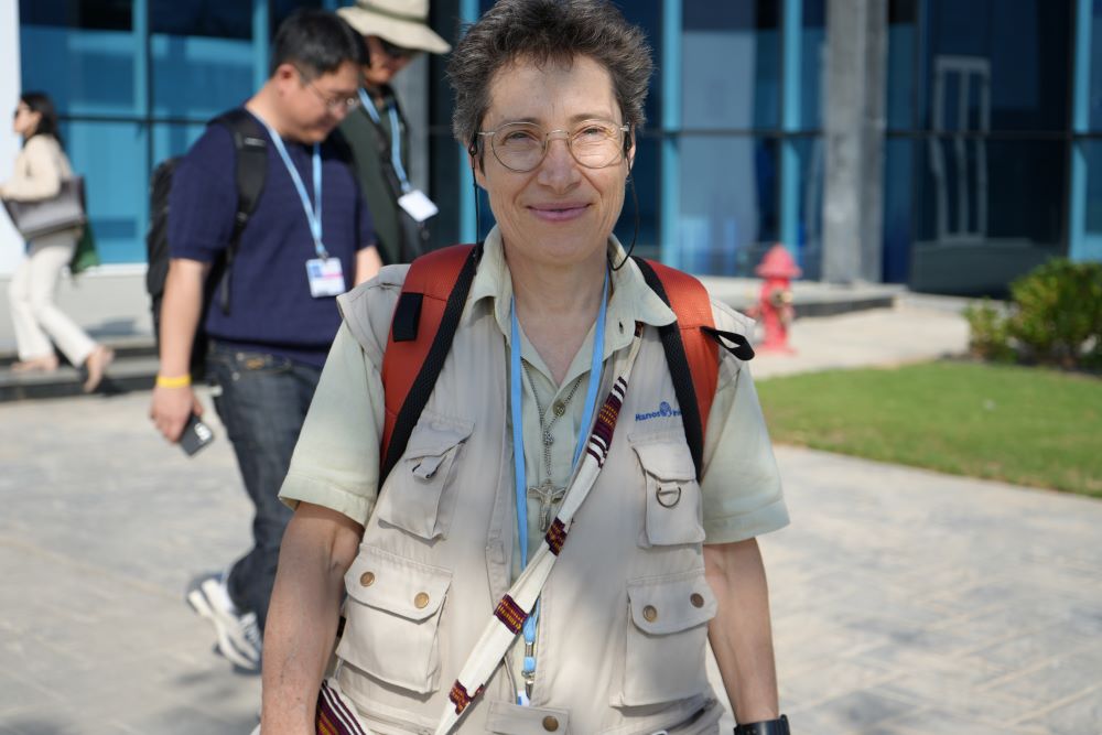 Comboni Missionary Sr. Paola Moggi works with the Vivat International team at COP27, the U.N. climate change conference in Sharm el-Sheikh, Egypt.  (EarthBeat photo/Doreen Ajiambo)