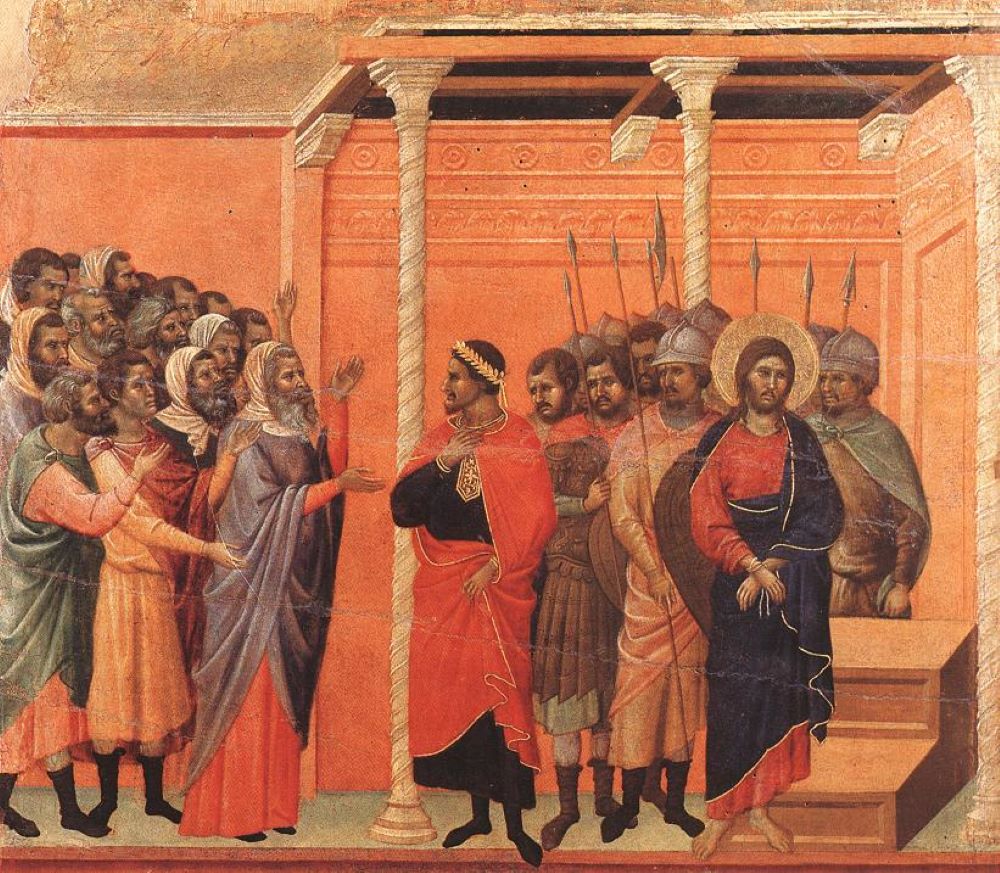 "Christ Accused by the Pharisees" by Duccio di Buoninsegna, circa 1308 (Wikimedia Commons/Museo dell'Opera del Duomo)
