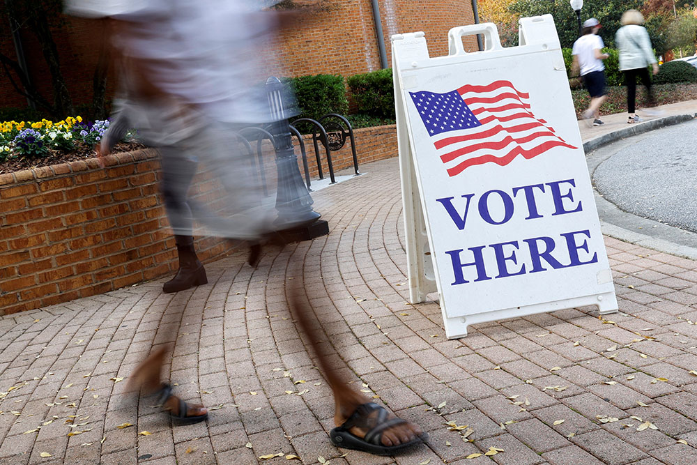 People at the Smyrna Community Center in in Smyrna, Georgia, visit an early voting location Nov. 3 during midterm elections. (CNS/Reuters/Jonathan Ernst)