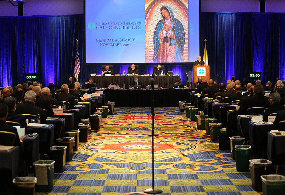 Bishops attend a Nov. 16, 2021, session of the fall general assembly of the U.S. Conference of Catholic Bishops in Baltimore. The bishops' 2022 general assembly will be held Nov. 14-17. (CNS/Bob Roller)