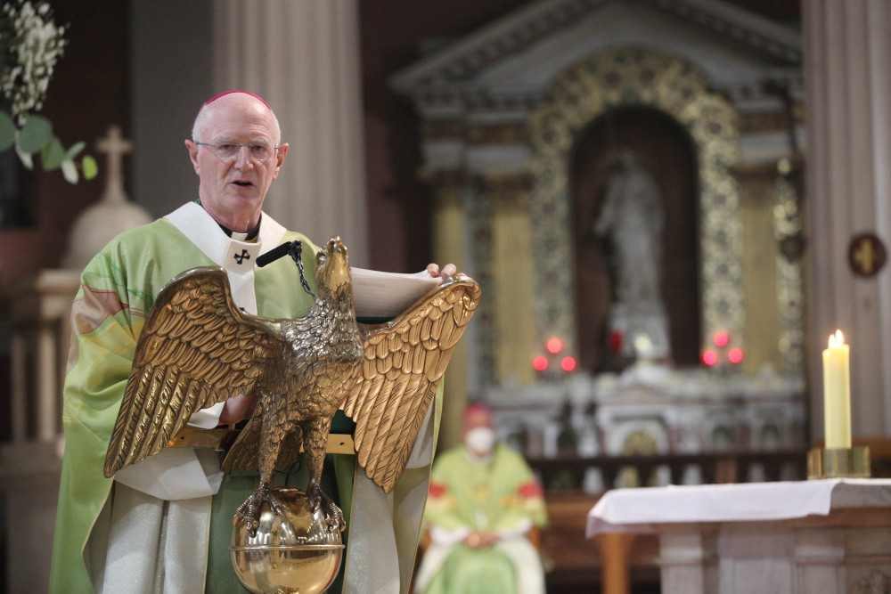 Archbishop Dermot Farrell of Dublin, shown receiving his pallium at St. Mary's Pro Cathedral Aug. 7, 2021