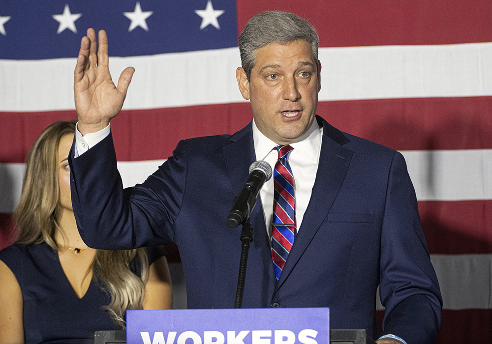 Democratic Senate candidate Rep. Tim Ryan, D-Ohio, gives his concession speech after losing to Republican candidate J.D. Vance Nov. 8 in Boardman, Ohio. (AP photo/Phil Long)