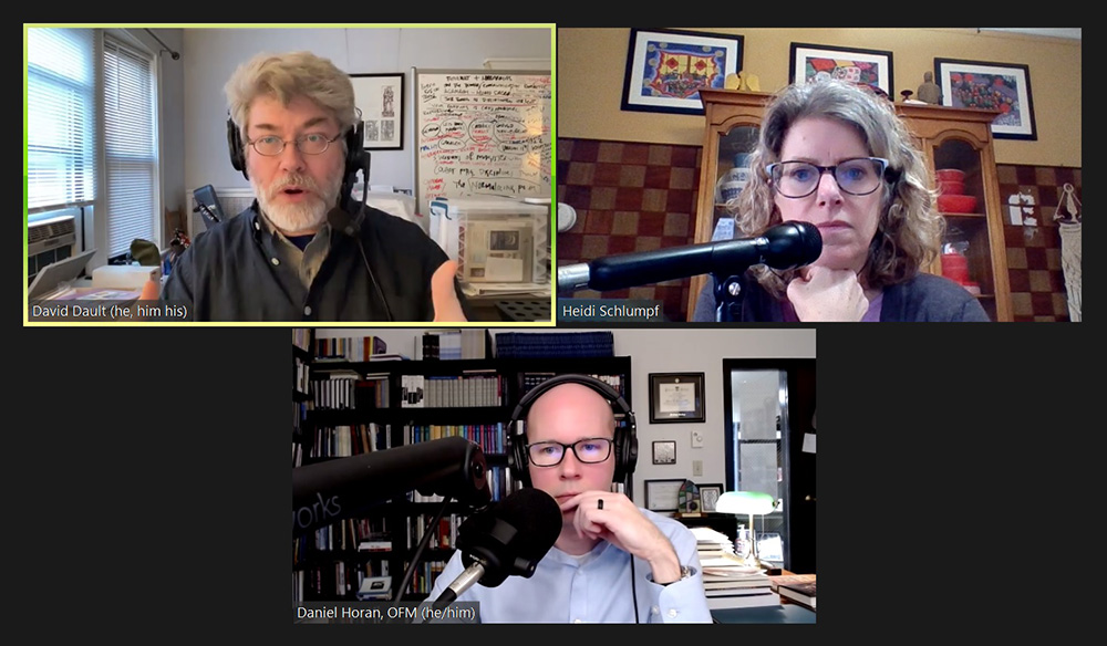The hosts of "The Francis Effect" podcast talk virtually on Nov. 9. (NCR screenshot)