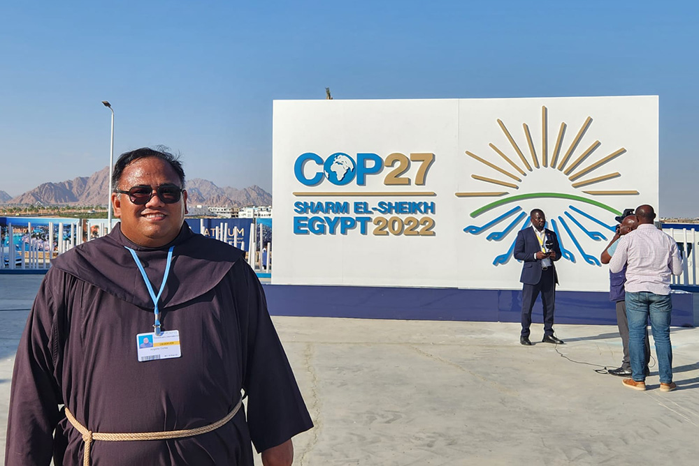Fr. Angelito Andig Cortez from the Philippines, representing the Franciscan delegation at COP27, on Nov. 7 (Courtesy of Angelito Andig Cortez)