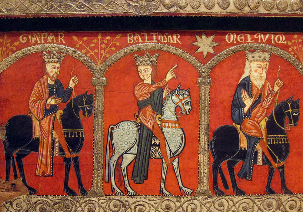 The journey of the Magi, detail of a painting on a 13th-century Catalonian altar (Wikimedia Commons/Enfo)