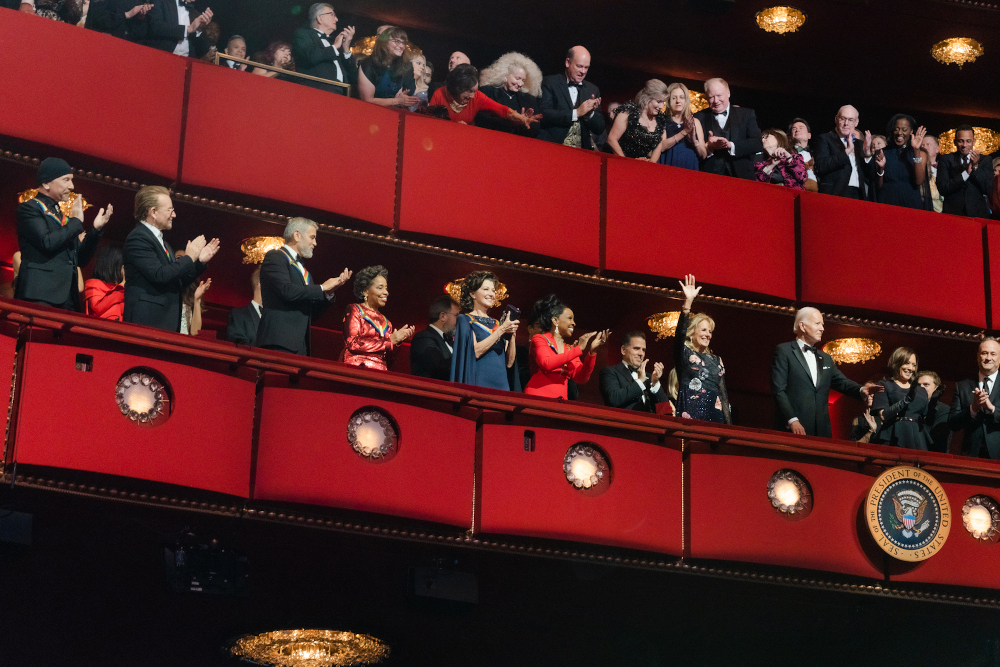 President Joe Biden, right, and first lady Jill Biden are recognized at the 45th Kennedy Center Honors, Dec. 4 in Washington. (Photo by Tracey Salazar)