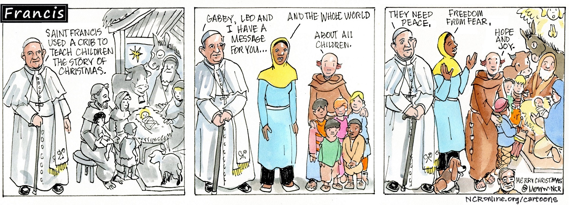 Francis, the comic strip: Francis has a special message for all of us this Christmas.