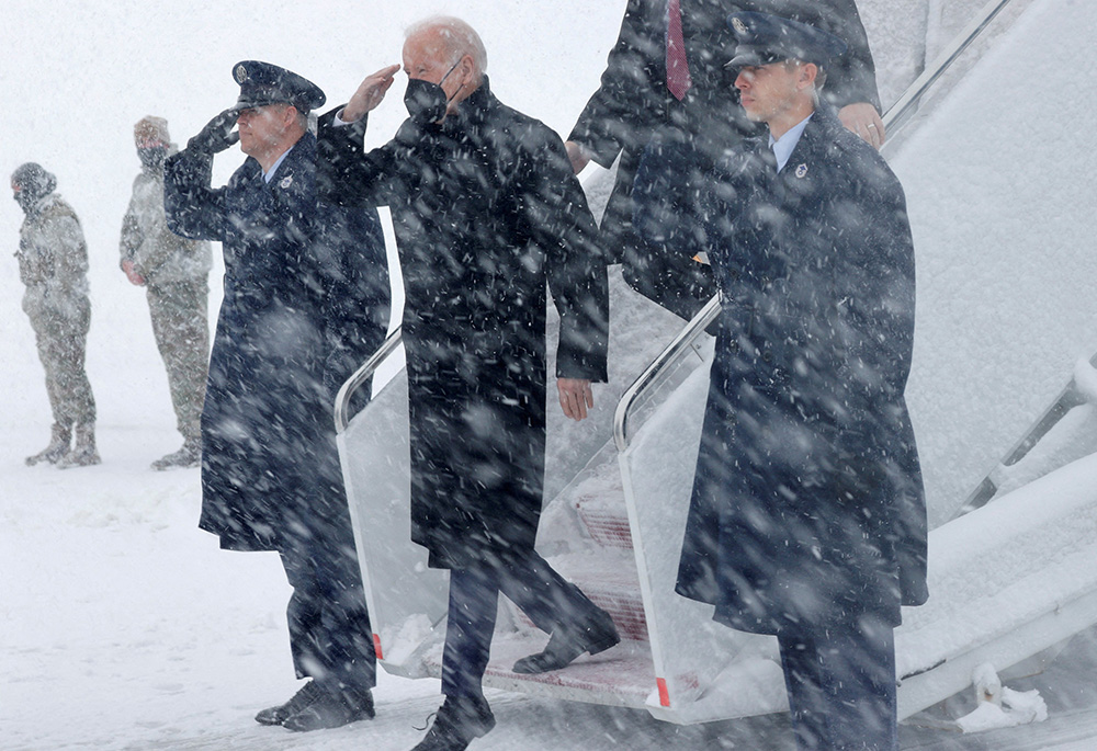 President Joe Biden arrives aboard Air Force One at Joint Base Andrews, Maryland, Jan. 3. (CNS/Reuters/Jonathan Ernst) President Joe Biden arrives aboard Air Force One at Joint Base Andrews, Maryland, Jan. 3. (CNS/Reuters/Jonathan Ernst)