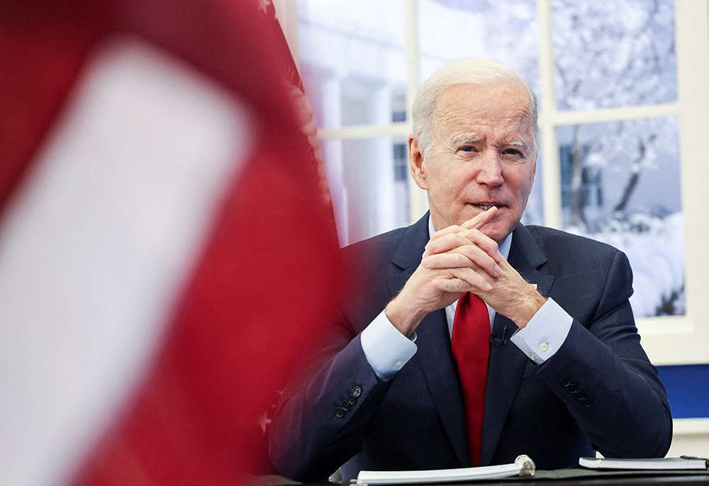 President Joe Biden speaks during a meeting with members of the White House COVID-19 Response Team Jan. 4 in Washington, about the latest developments related to the omicron variant of the coronavirus. (CNS/Reuters/Evelyn Hockstein) President Joe Biden speaks during a meeting with members of the White House COVID-19 Response Team Jan. 4 in Washington, about the latest developments related to the omicron variant of the coronavirus. (CNS/Reuters/Evelyn Hockstein)