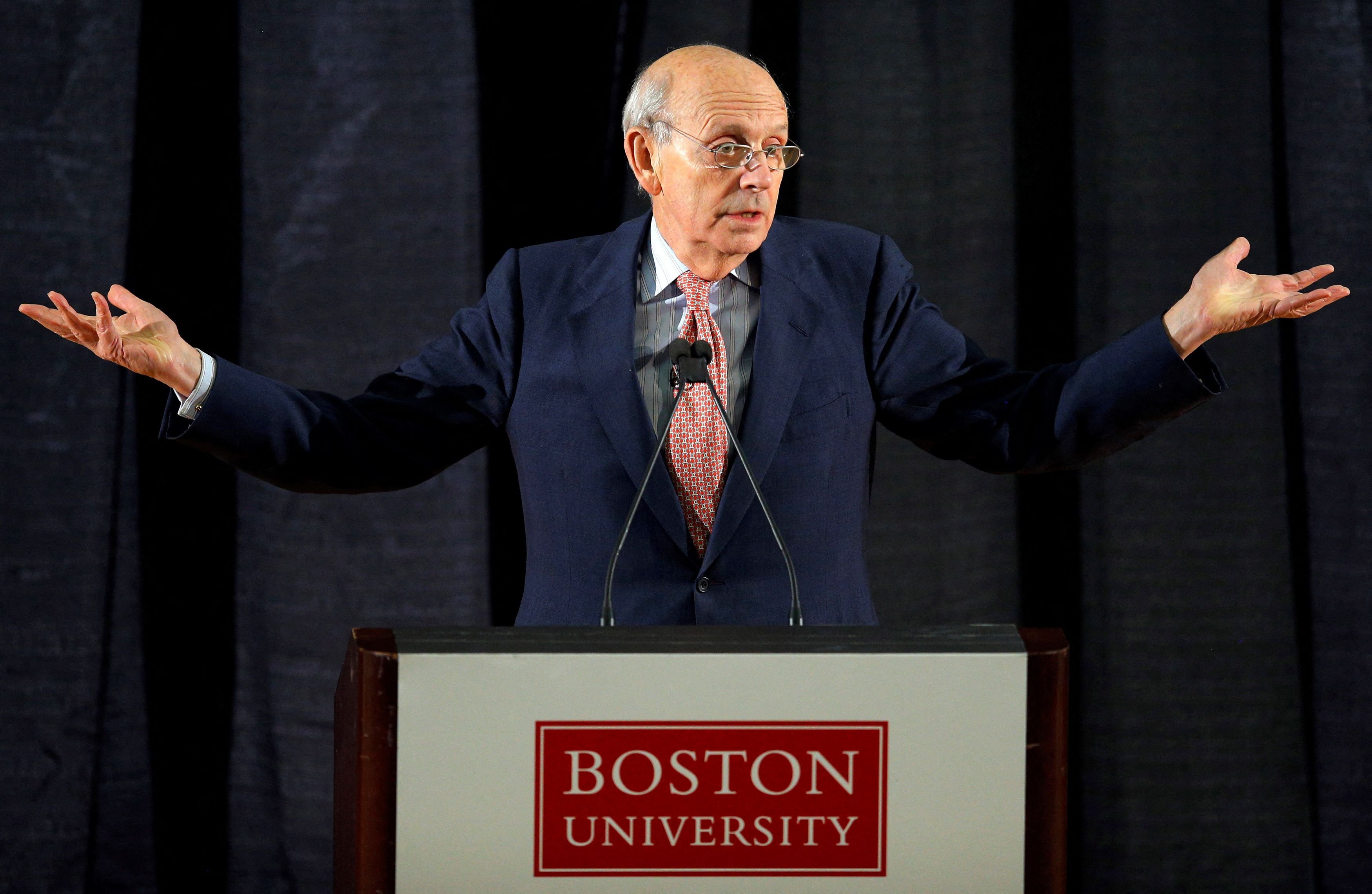 U.S. Supreme Court Justice Stephen Breyer is pictured in a 2013 photo at Boston University. (CNS photo/Brian Snyder, Reuters)