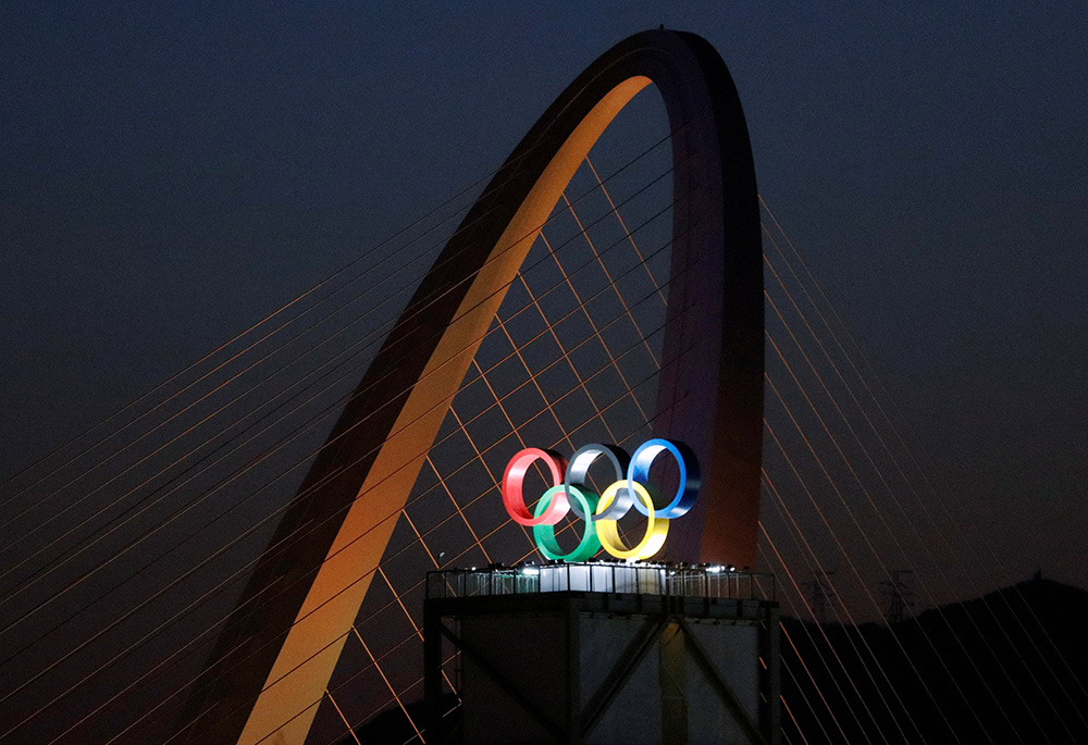 The Olympic rings are seen at the Shougang Park ahead of the Beijing 2022 Winter Olympics Feb. 2. (CNS/Reuters/Florence Lo)