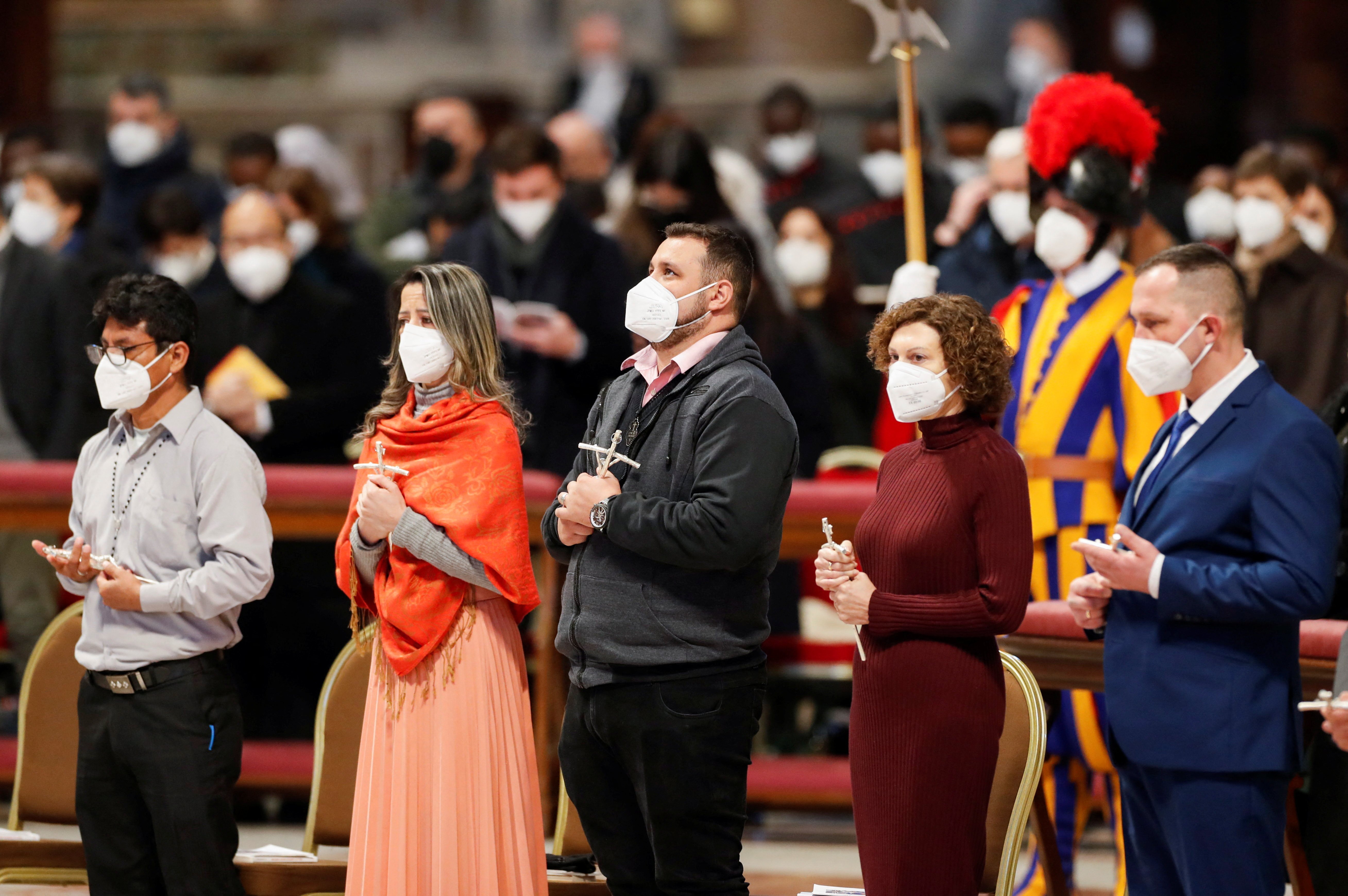 Catechists attend Pope Francis' celebration of Mass marking Sunday of the Word of God in St. Peter's Basilica at the Vatican Jan. 23, 2022. (CNS photo/Remo Casilli, Reuters)