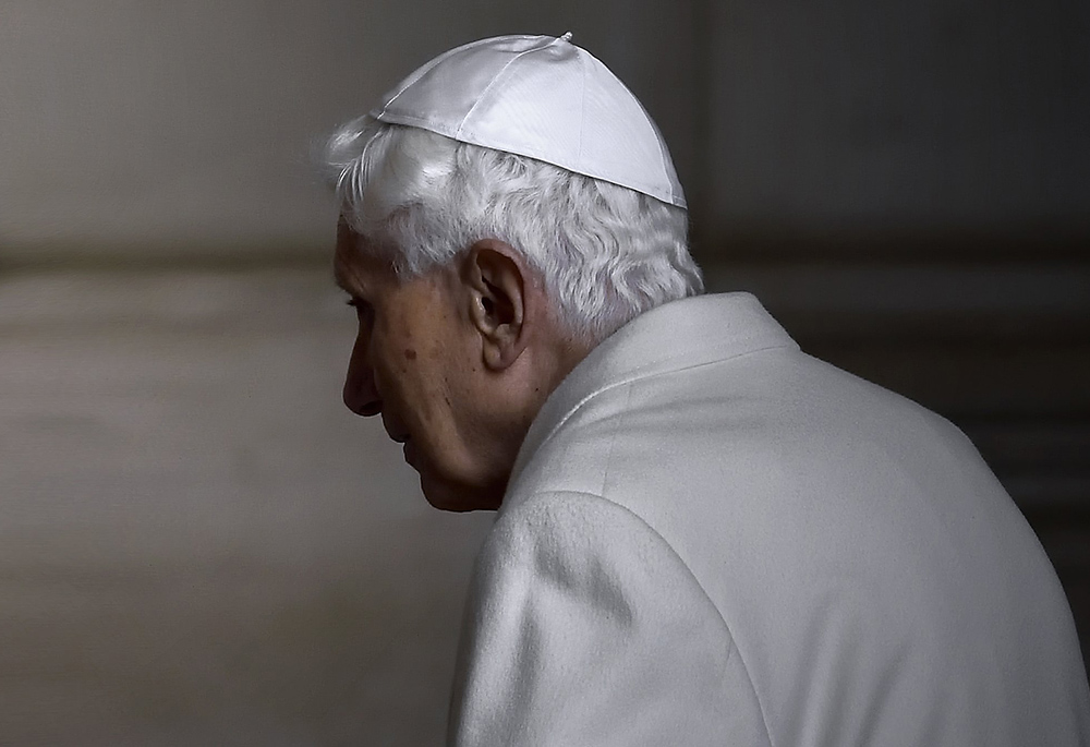 Pope Benedict XVI attends the opening of the Holy Door to inaugurate the Jubilee Year of Mercy, in St. Peter's Basilica at the Vatican in this Dec. 8, 2015, file photo. (CNS/Stefano Spaziani, pool) Pope Benedict XVI attends the opening of the Holy Door to inaugurate the Jubilee Year of Mercy, in St. Peter's Basilica at the Vatican in this Dec. 8, 2015, file photo. (CNS/Stefano Spaziani, pool)